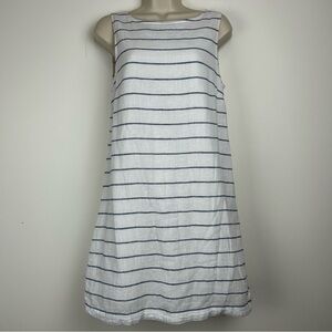 Zoe White/Blue Linen Cotton Blend Sheath Dress sz S Nautical Coastal Preppy